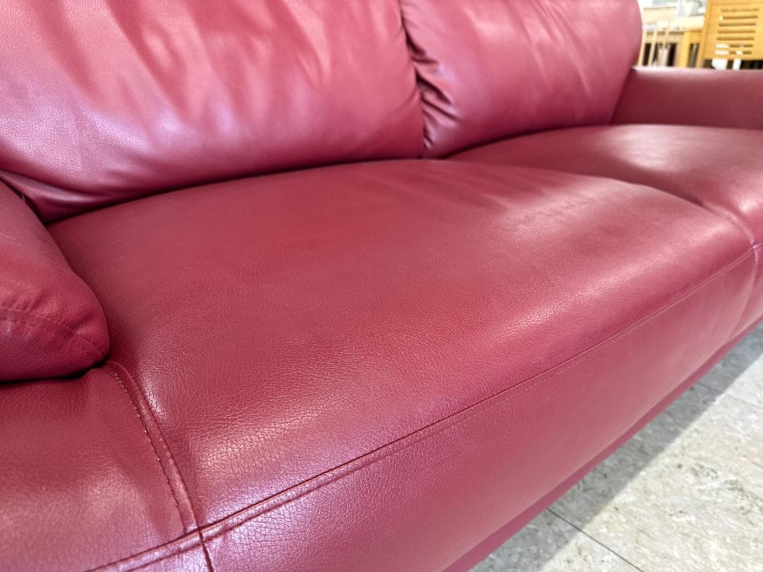 2人掛けソファ　合皮　レッド