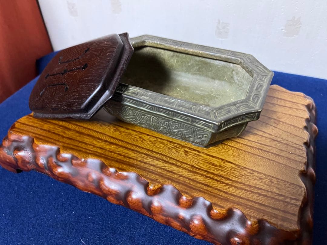 93 盆栽　盆栽鉢　植木鉢　中国鉢　南京蕎麦袖隅入　長方鉢