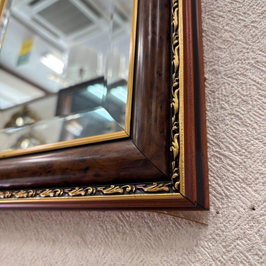 イタリア製 木製フレーム 壁掛け鏡