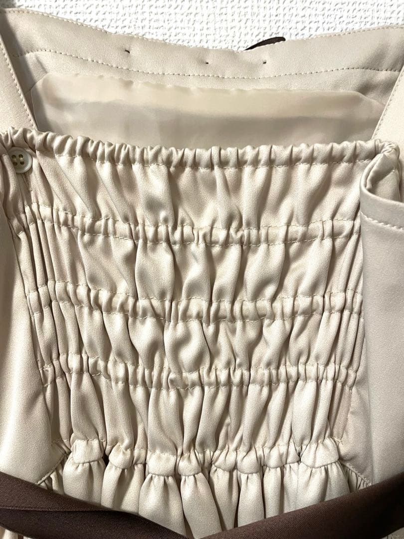 【美品】Innocent World リボンバイカラーJSK ミルクティー色