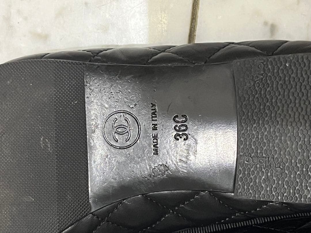 【美品】CHANEL フラットシューズ　ココマーク　マトラッセ　ブラック36