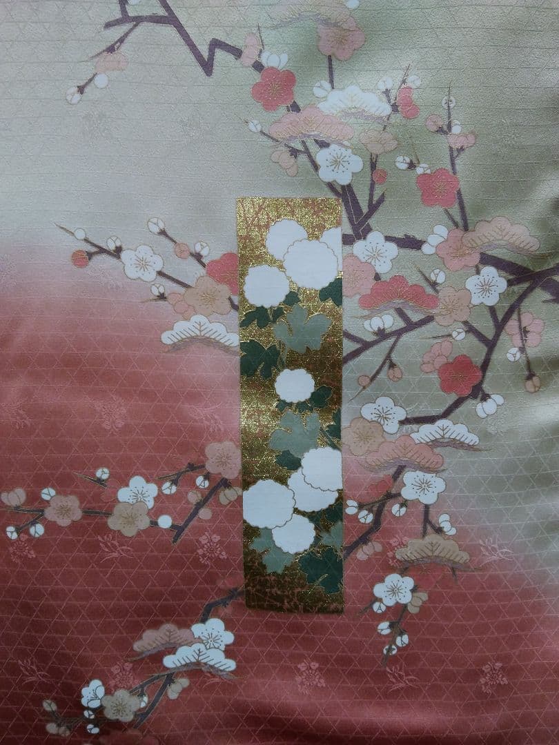 専用 最終値下げ F-274 訪問着 金彩 暈し 袷 鶴 松 梅 緞子 美品