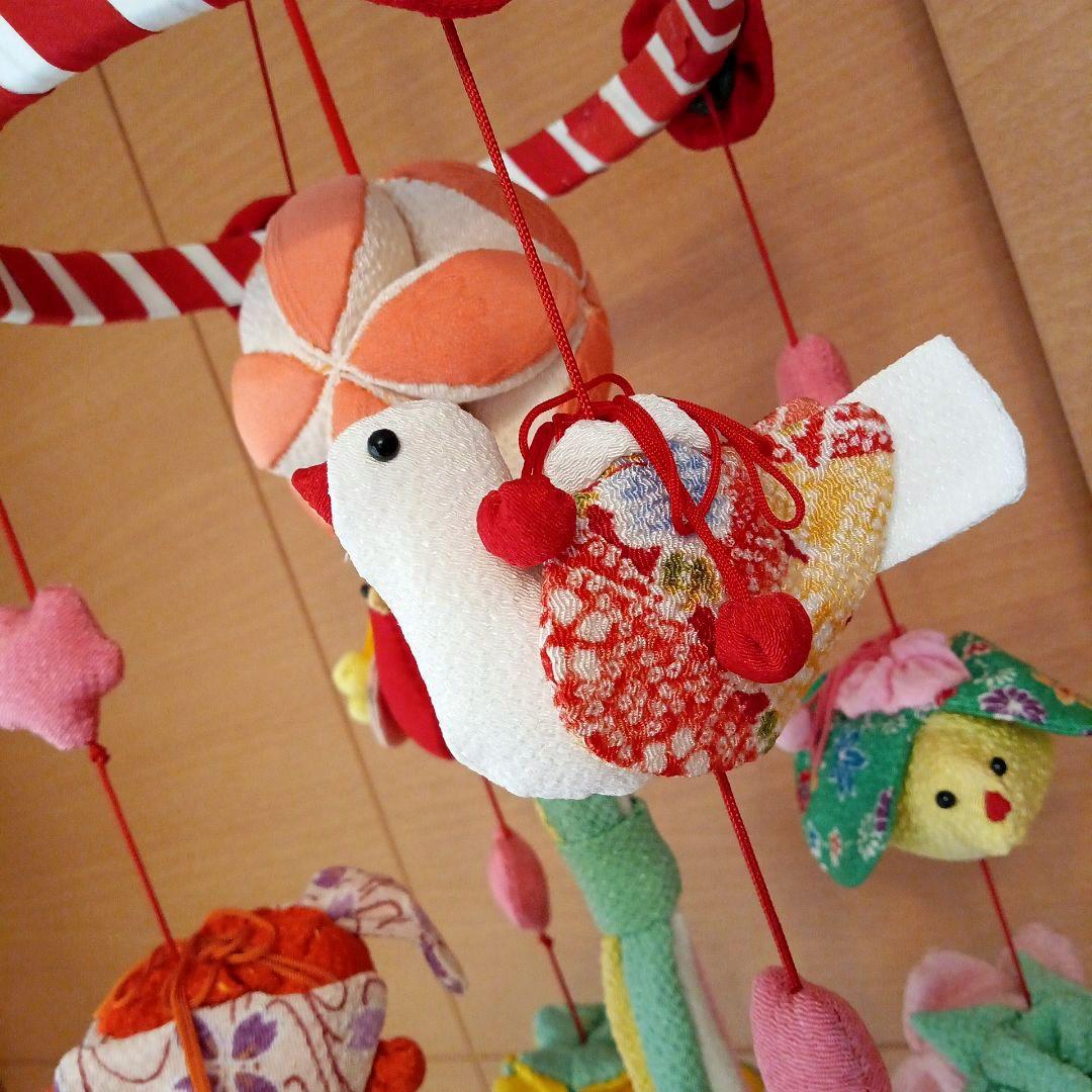 ハンドメイド　全長65cm　吊るし飾り　ちりめん　着物　和布　さげもん　大振り