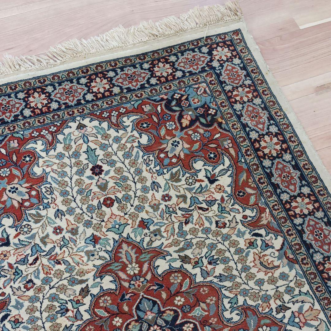 Y2651 高級トルコ絨毯 ウール 手織り 158×96㎝ 小花柄