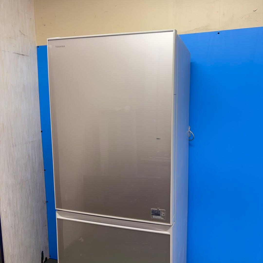 717 ガラスパネル大型冷蔵庫　400L強　小型　家庭用　自動製氷　左開き　綺麗