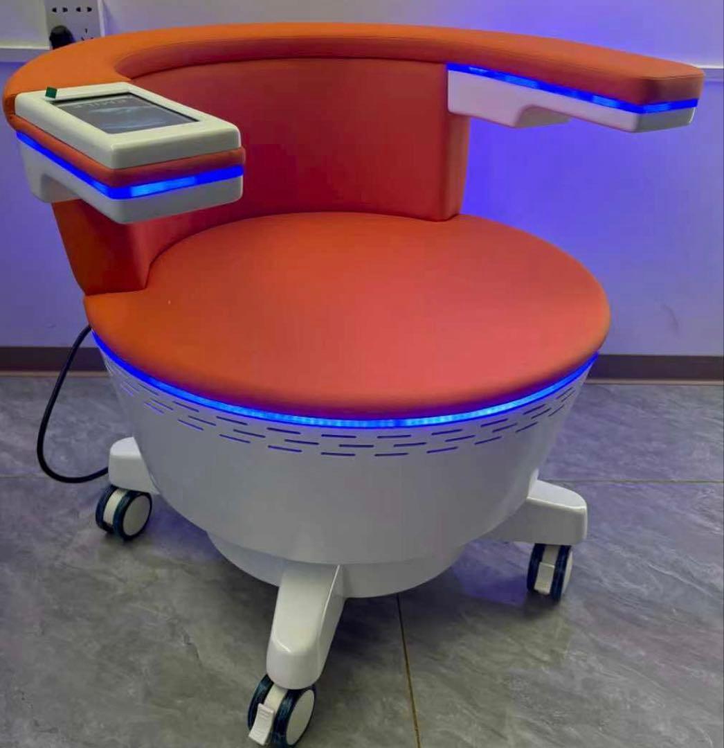 オレンジ、水色、骨盤底筋　トレ一ニングチェア EMS 電磁パルス　椅子