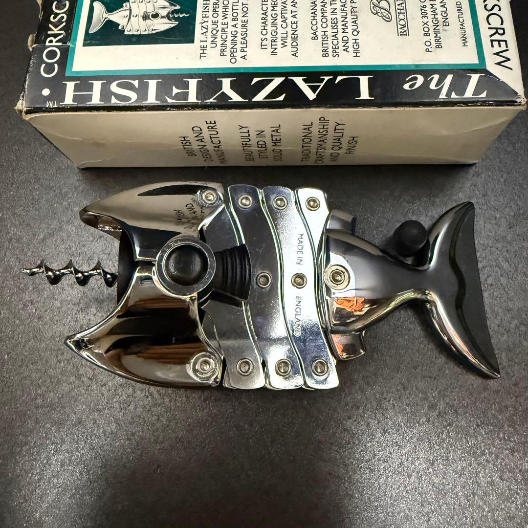 英国製 バッカナル THE LAZYFISH フィッシュ型 コルク抜き 箱付