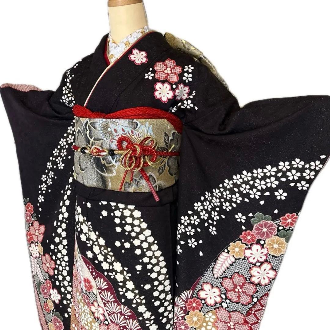 【京都キモノ友禅】金駒刺繍×部分絞り銀通し煌めく王道古典振袖フルセット　成人式