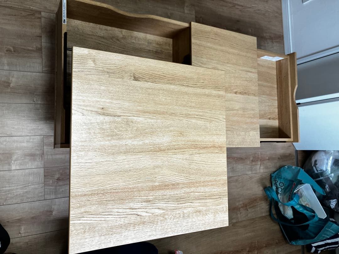 美品　ニトリ　昇降リビングテーブル　収納引き出し付き　ローテーブル　北欧　木目