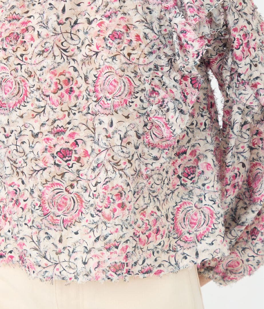 SOULEIADO フリルブラウス ピンク ラメ 36 花柄 トゥモローランド