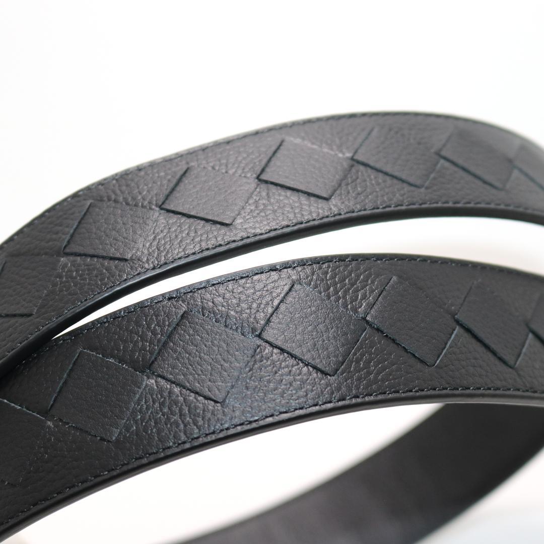 【未使用級】ボッテガヴェネタ レザー シボ革 Dリング ベルト 黒 ダブルリング