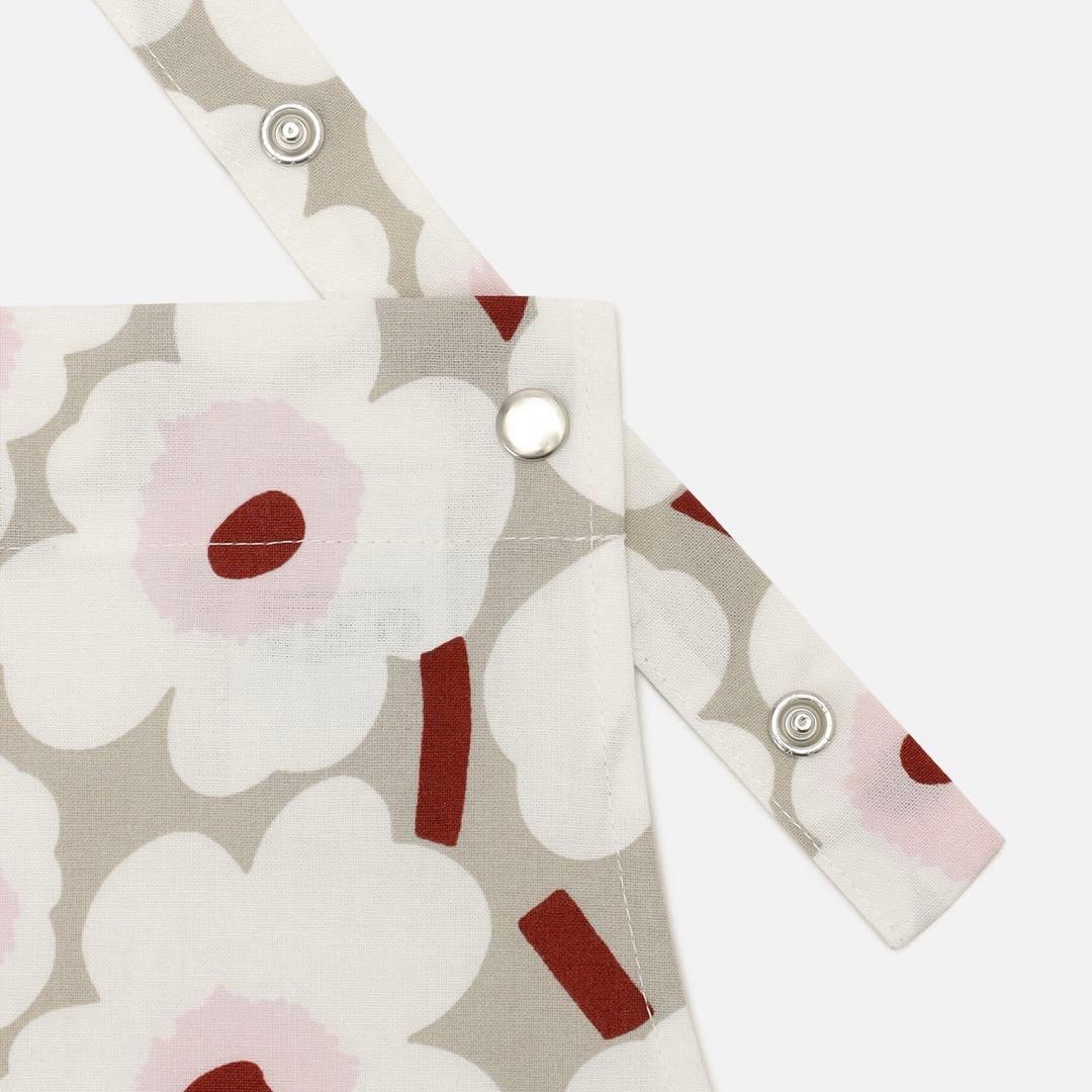 マリメッコ 日本限定 Mini Unikko エプロン ホワイト×ライトグレー