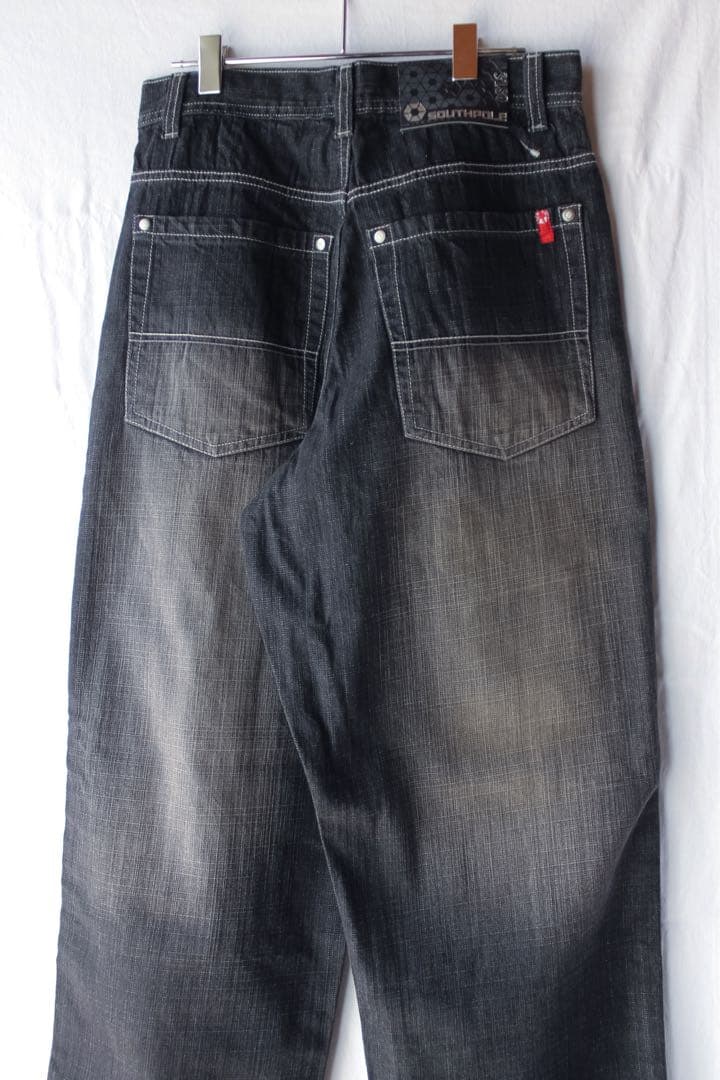 90s SOUTHPOLE ワイドデニム バギーパンツ USA古着 S W29黒