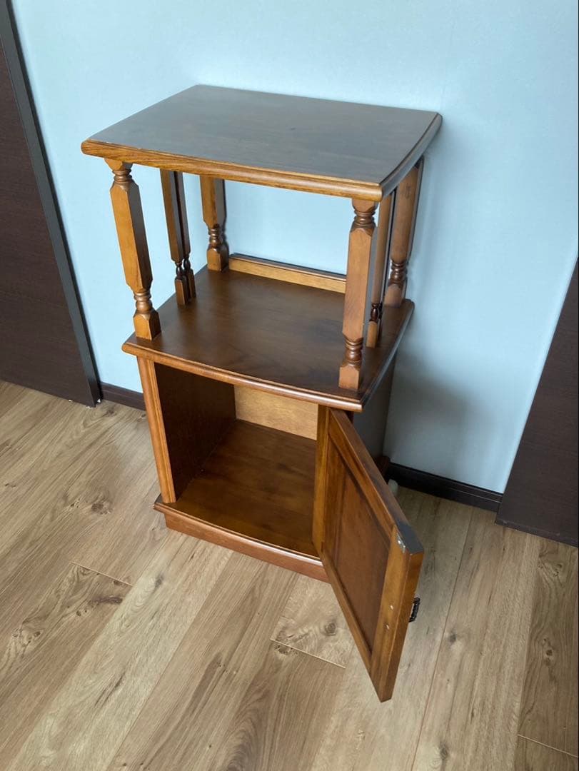 電話台 キャビネット シェルフ 花台 ラック 収納棚 レトロ ヴィンテージ　木製