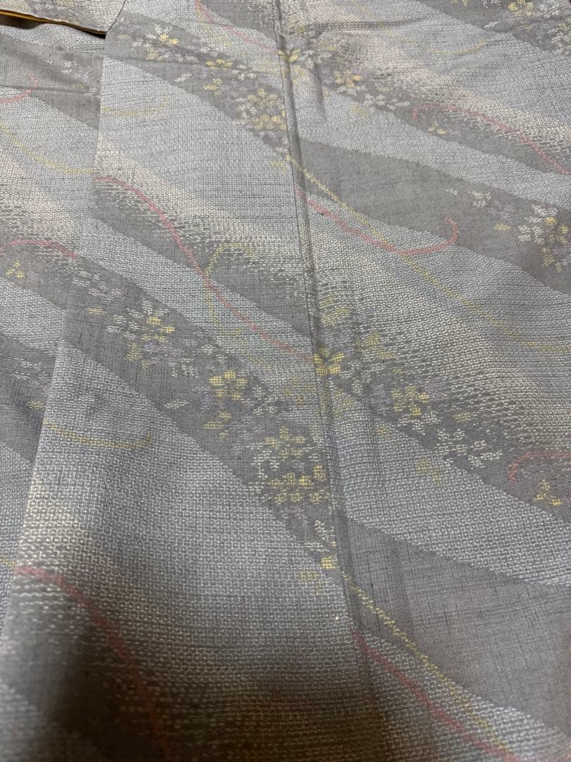 【極美品】重要無形文化財 本場結城紬「結」グレー「極上120亀甲」地機