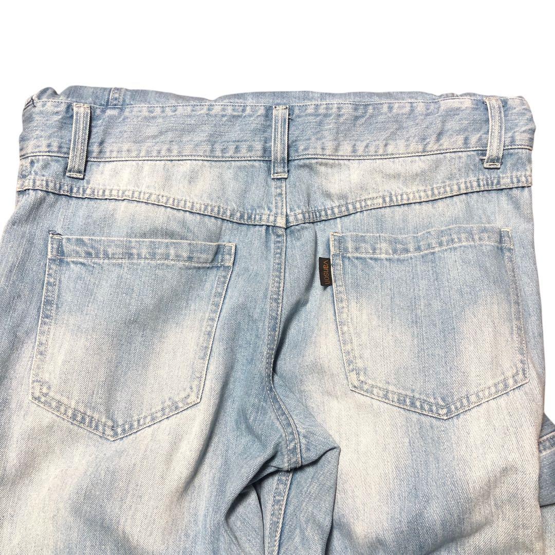 即納　vanson 刺繍入りライトブルー　デニムつなぎ　オールイン