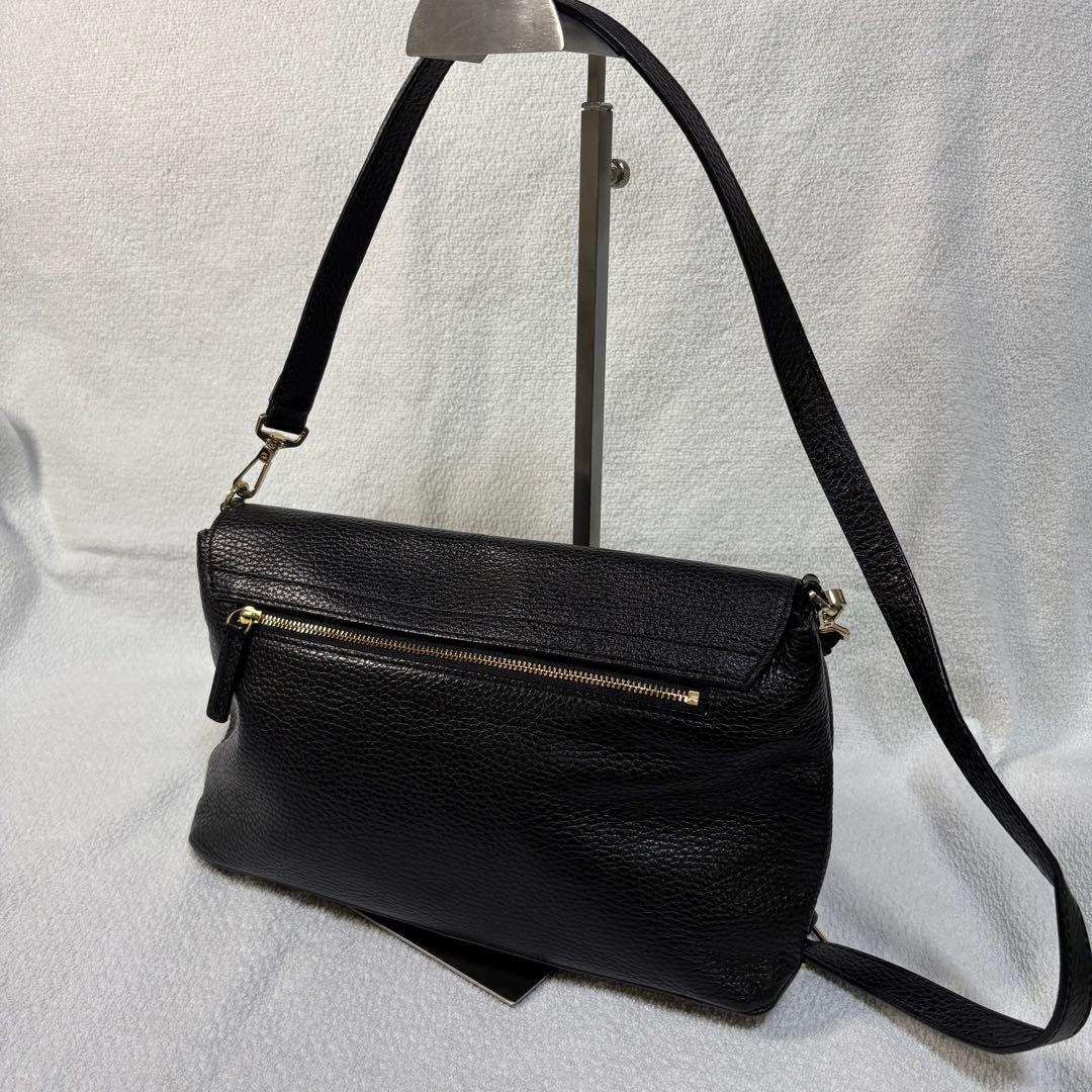 【真央】アニエスべー　レザーショルダーバッグ　シボ革