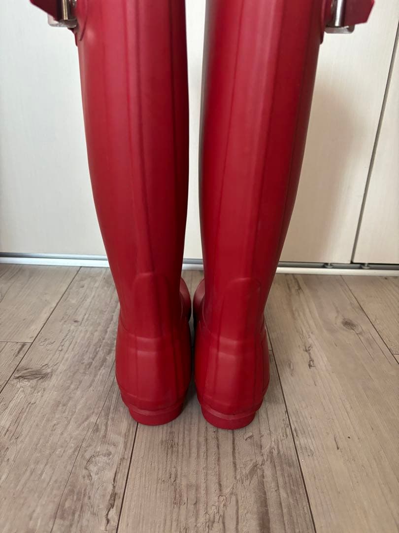 HUNTER 赤 長靴 バックル付き lovechild