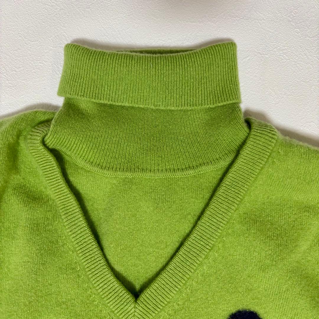 マークアンドロナ カシミヤ100％ タートルネックニット グリーン 46 ゴルフ