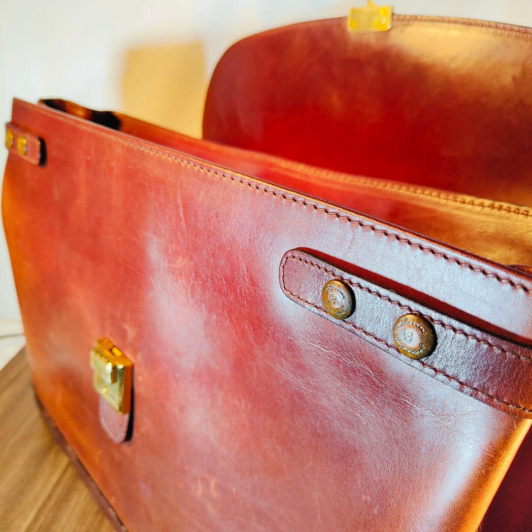 【ヴィンテージ】AIGNER アイグナー　高級ダレスバッグ バーガンディ鍵付本革