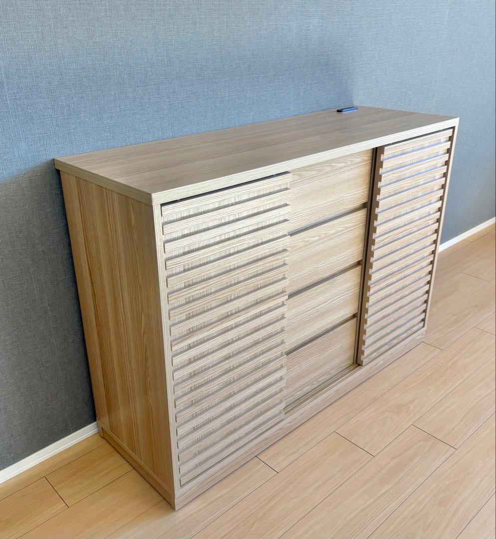 【1/31まで】　食器棚　キャビネット　120cm オーク調　棚