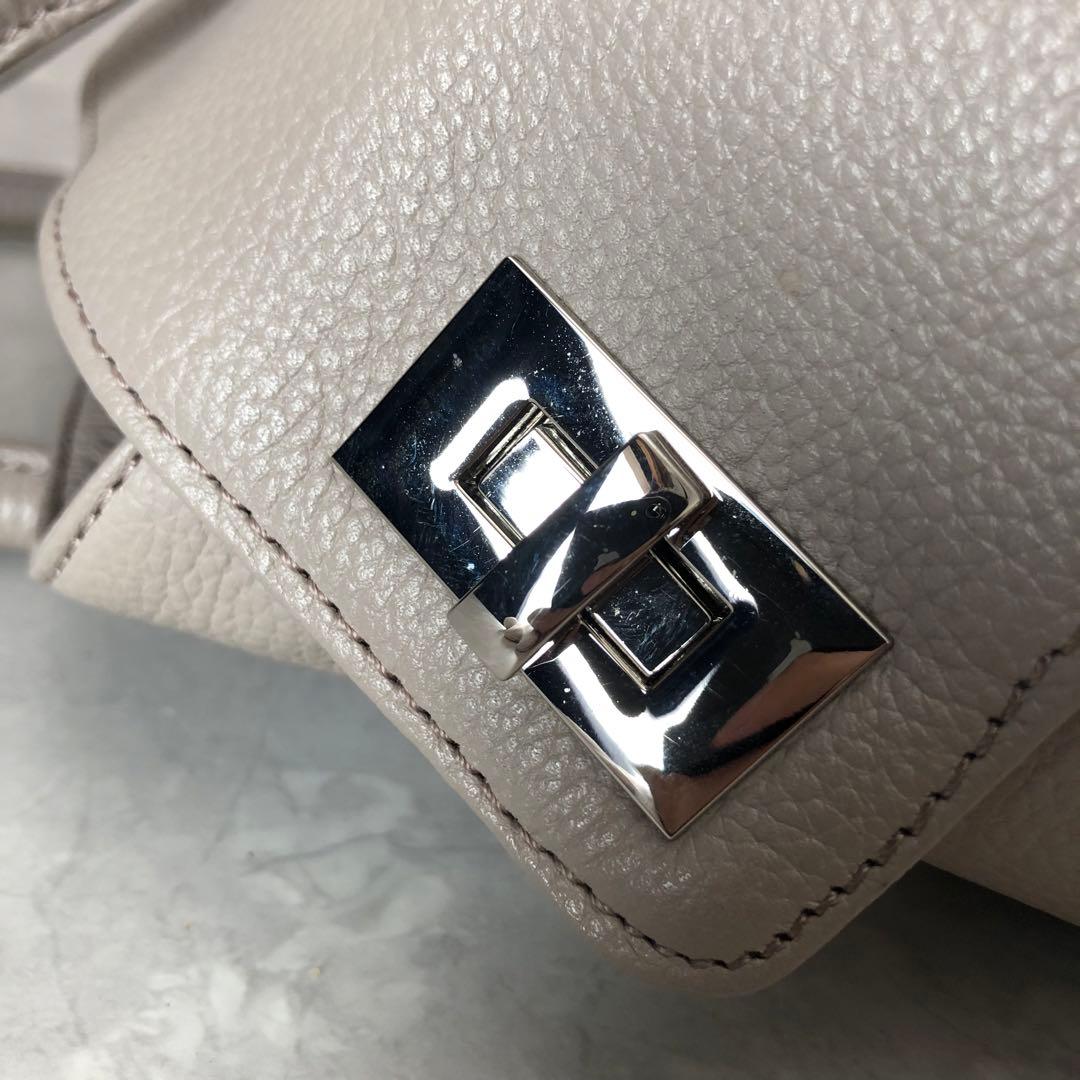 ★極美品★傳濱野 ハンドバッグ 2WAY レザー グレージュ レティア シボ