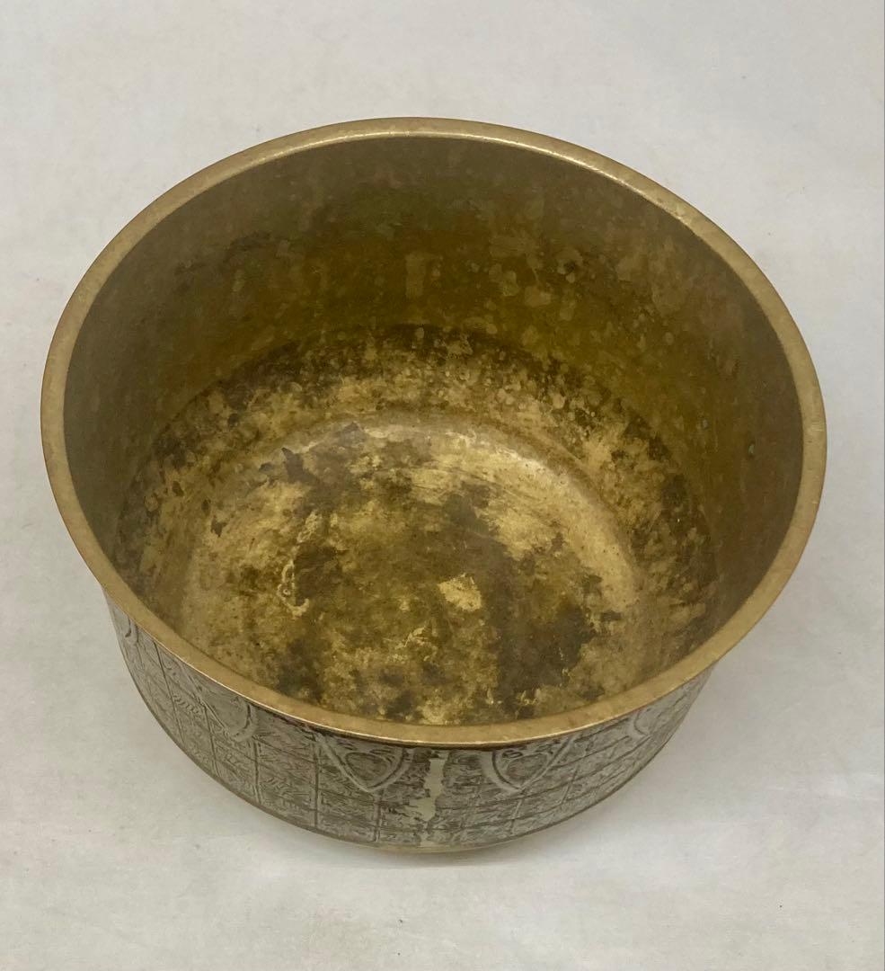 B564s 銅建水　茶道具　水こぼし 中国写模様　箱無し