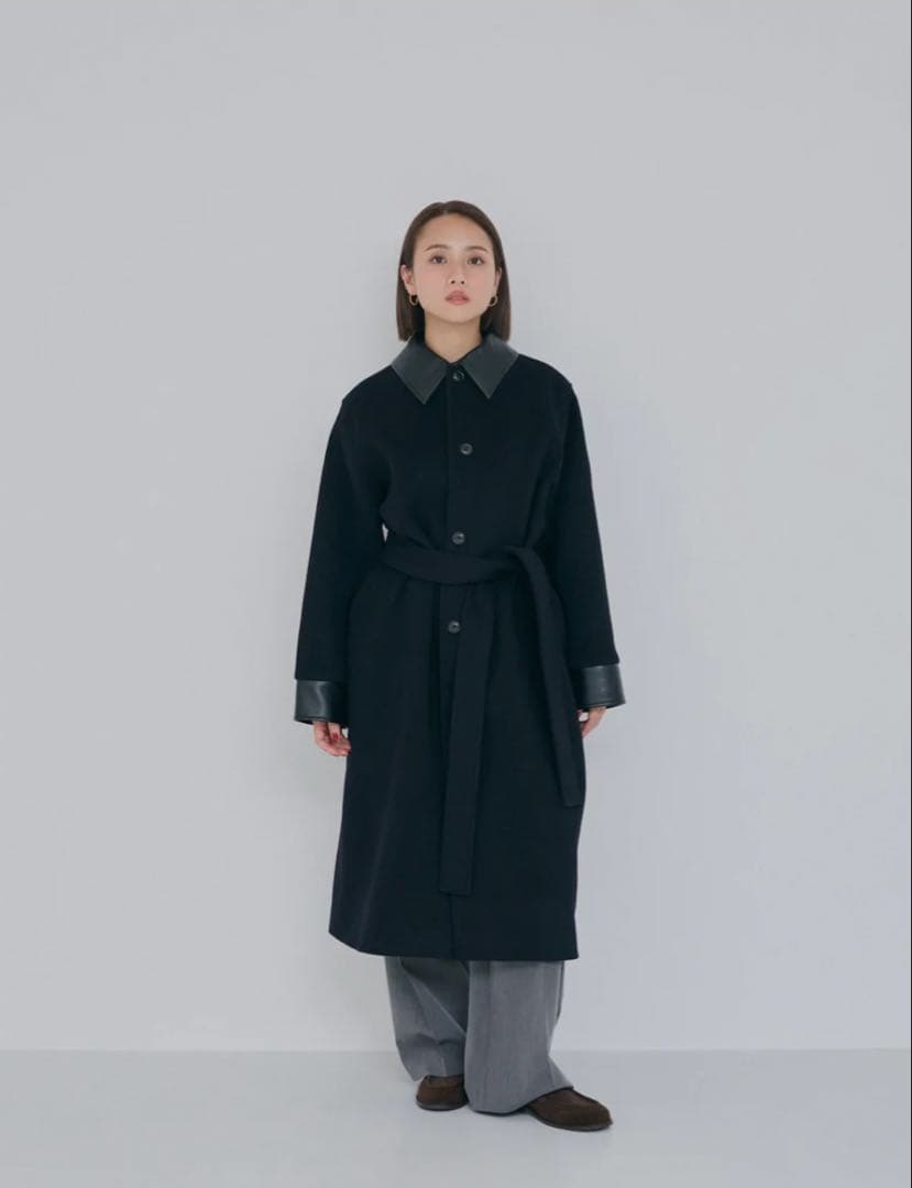 SeaRoomlynn レザーcollarウールコートM