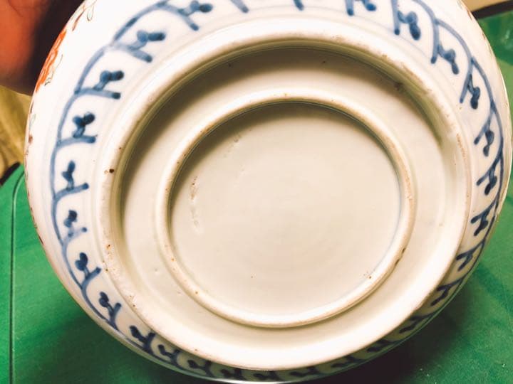 骨董　明治期伊万里焼二重高台色絵深鉢