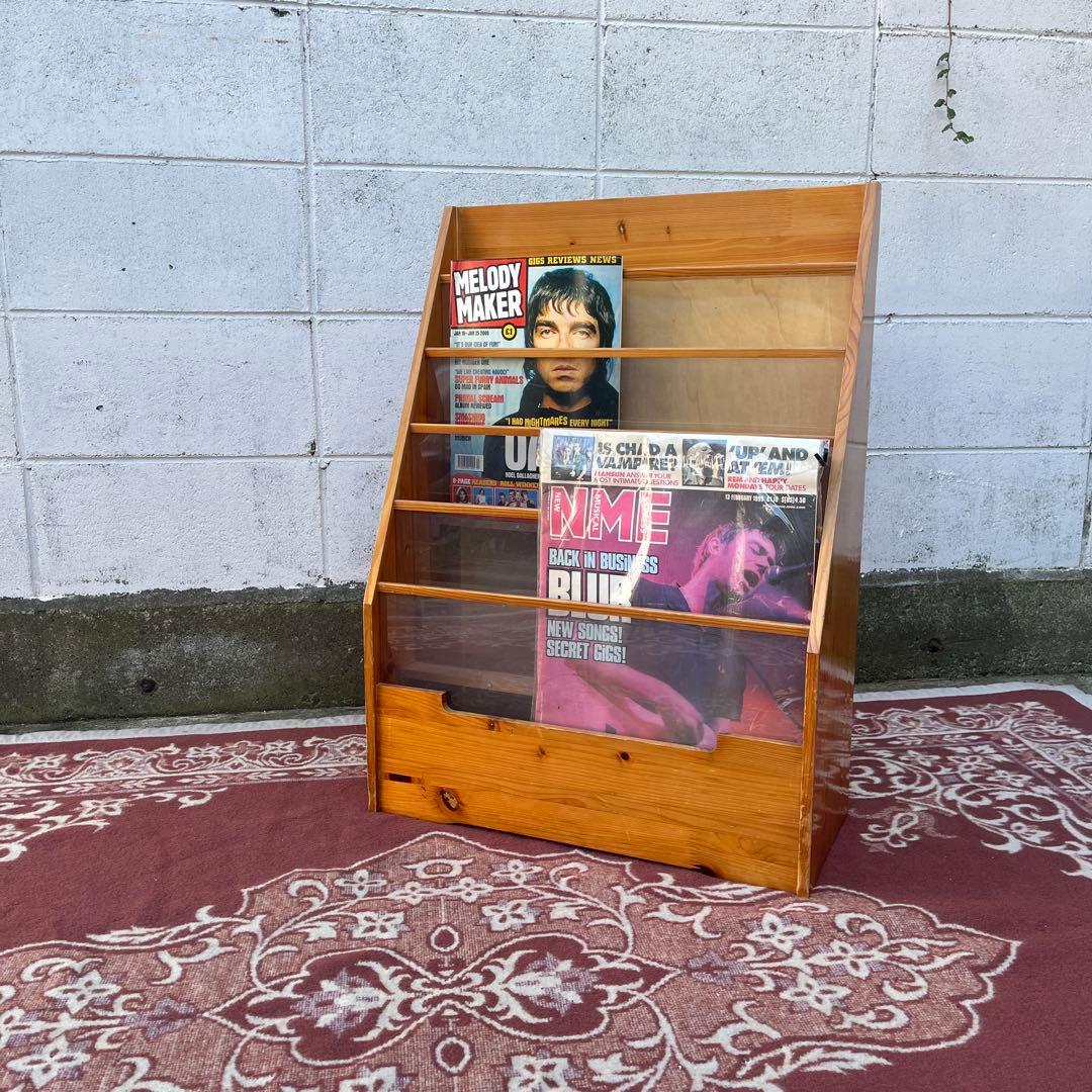 古家具ビンテージ品◾️木製マガジンラック 本立て 絵本立て シェルフ