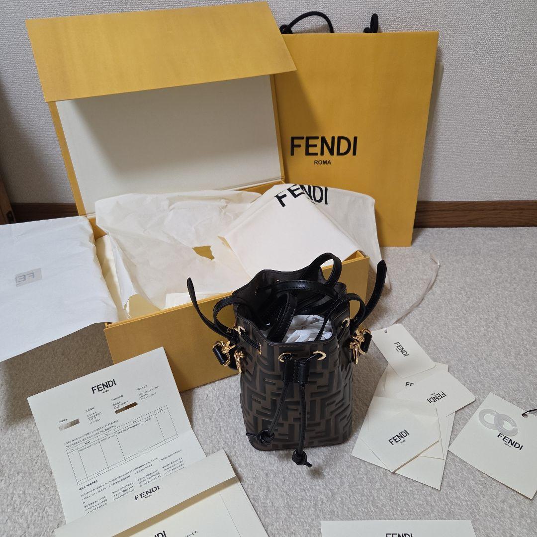 FENDI フェンディ モン トレゾール ブラウンレザー ミニバッグ
