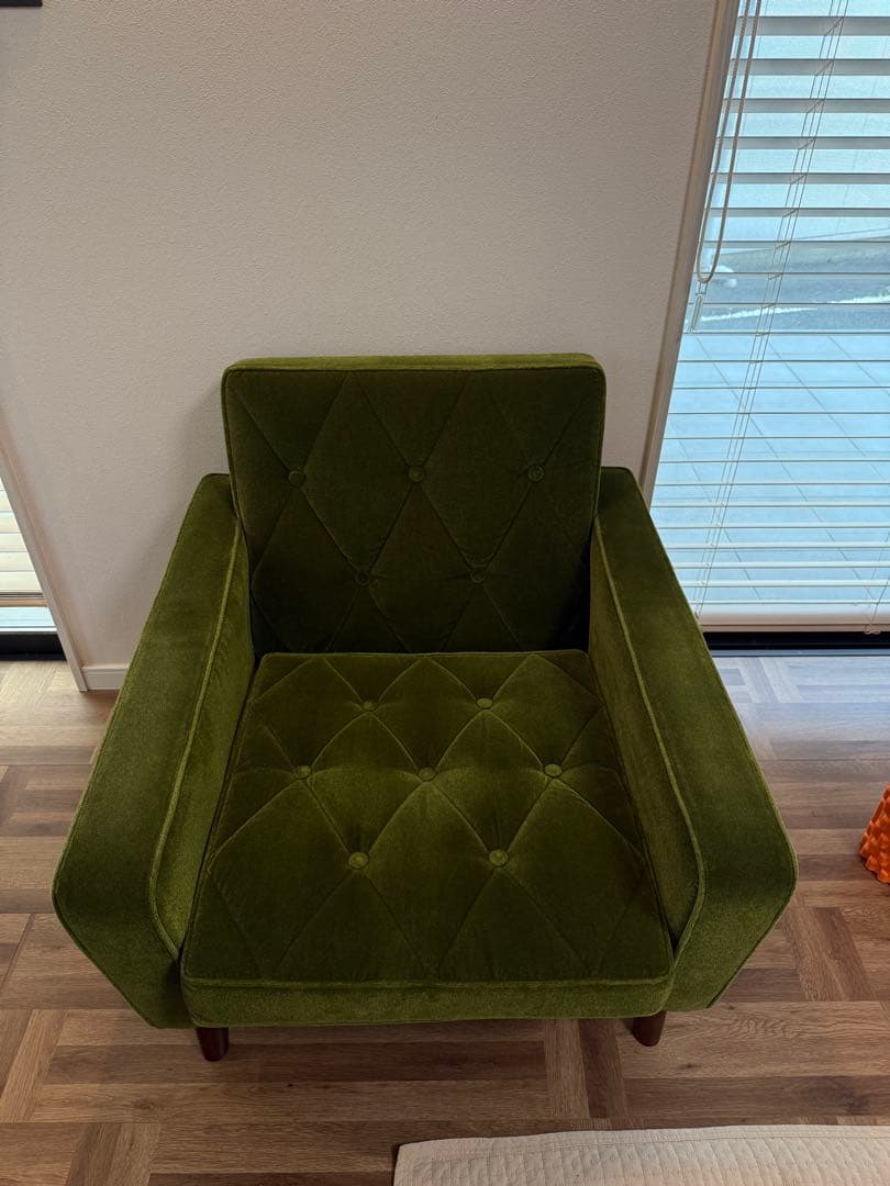 カリモク60 ロビーチェア ワンシーター モケットグリーン