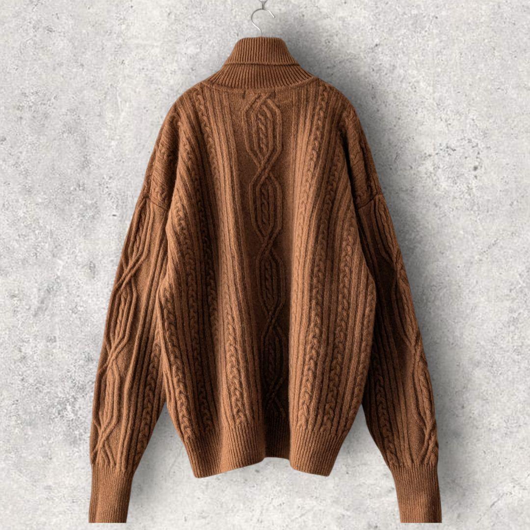 grabre グラブレ カシミヤ100% ケーブル タートルネック ブラウン