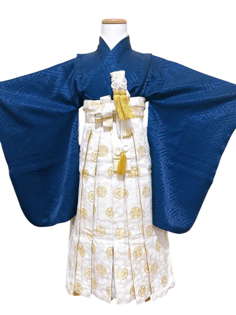 【最高級品】豪華正絹&畳表雪駄　七五三　5歳　男の子　フルセット　一式　紺地　鷹