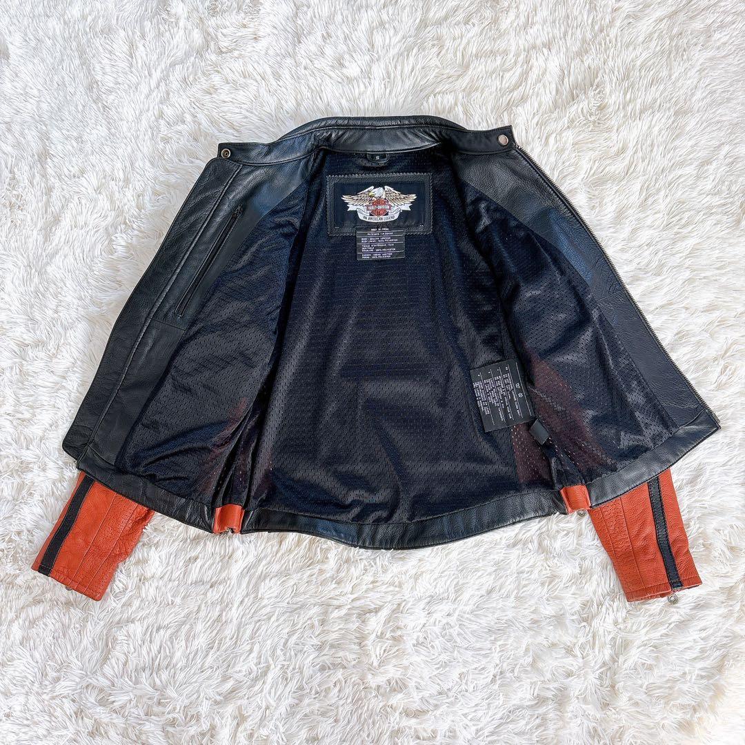 美品　ハーレーダビッドソン　レザージャケット　シングル　バイカラー　ワッペン