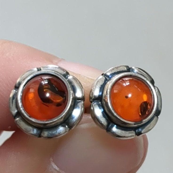  　ピアス　2001イヤーピアス　琥珀アンバー