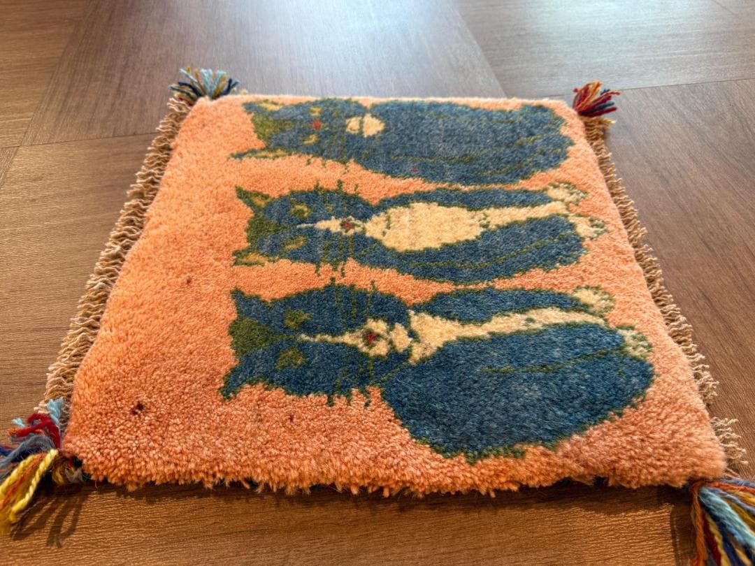 ペルシャギャッベ (ギャベ) チェアマット 39x38cm ギャッベ ラグ 玄関