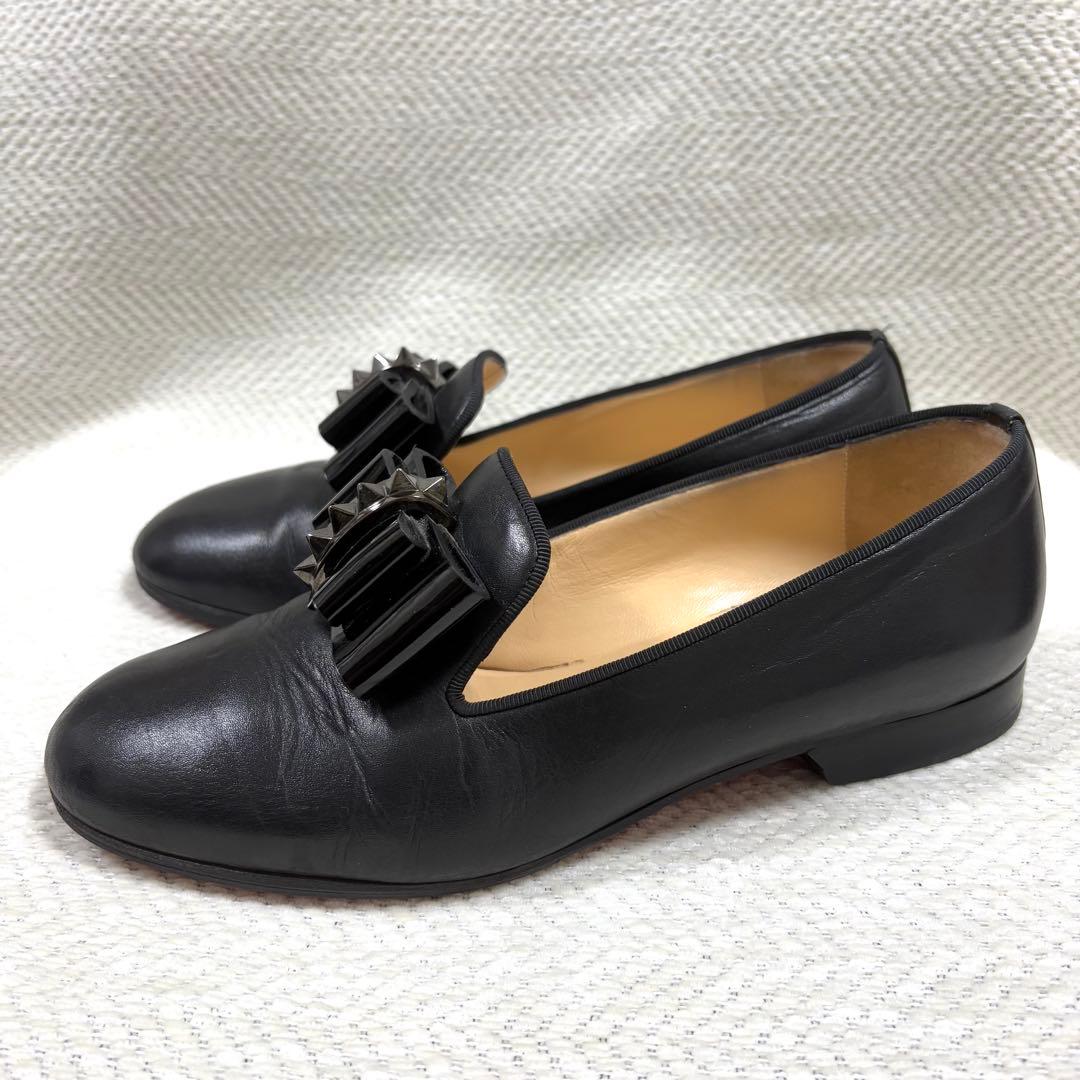 クリスチャンルブタン スパイク リボン オペラシューズ ローファー