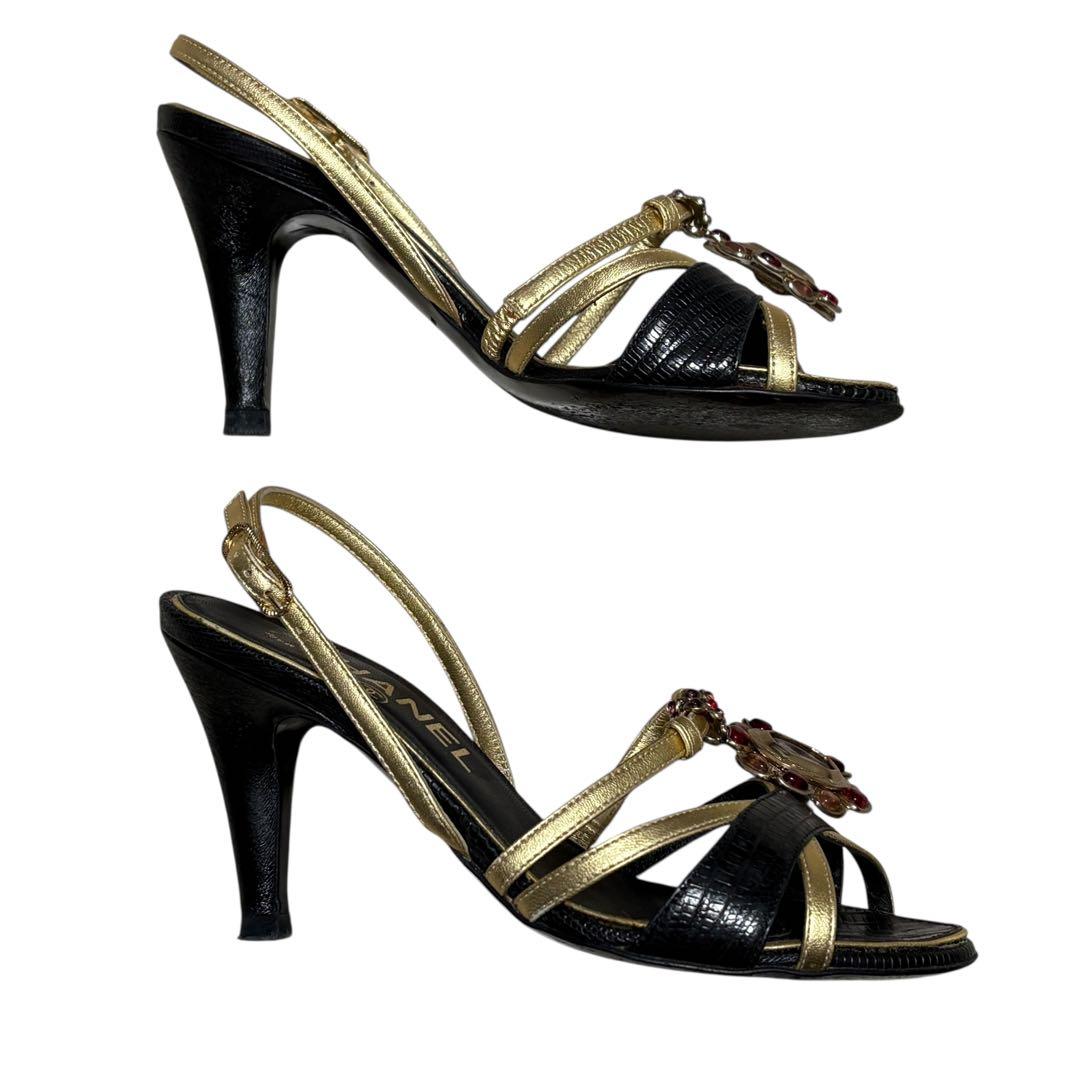 CHANEL シャネル グリポア ヒールサンダル 34