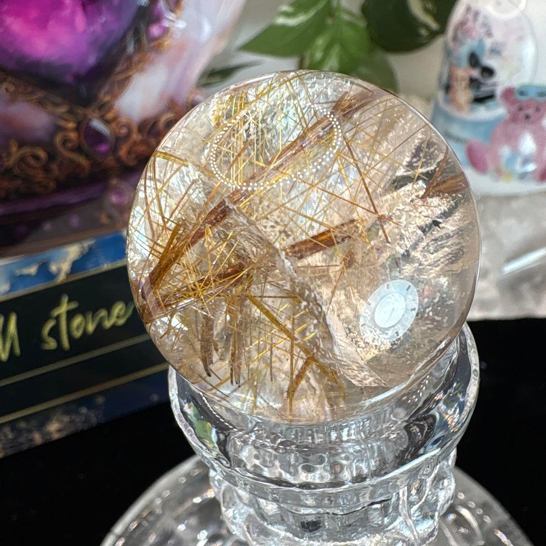 高品質 ブラウンルチルクォーツスフィア♡ゴールドルチル♡No.2616