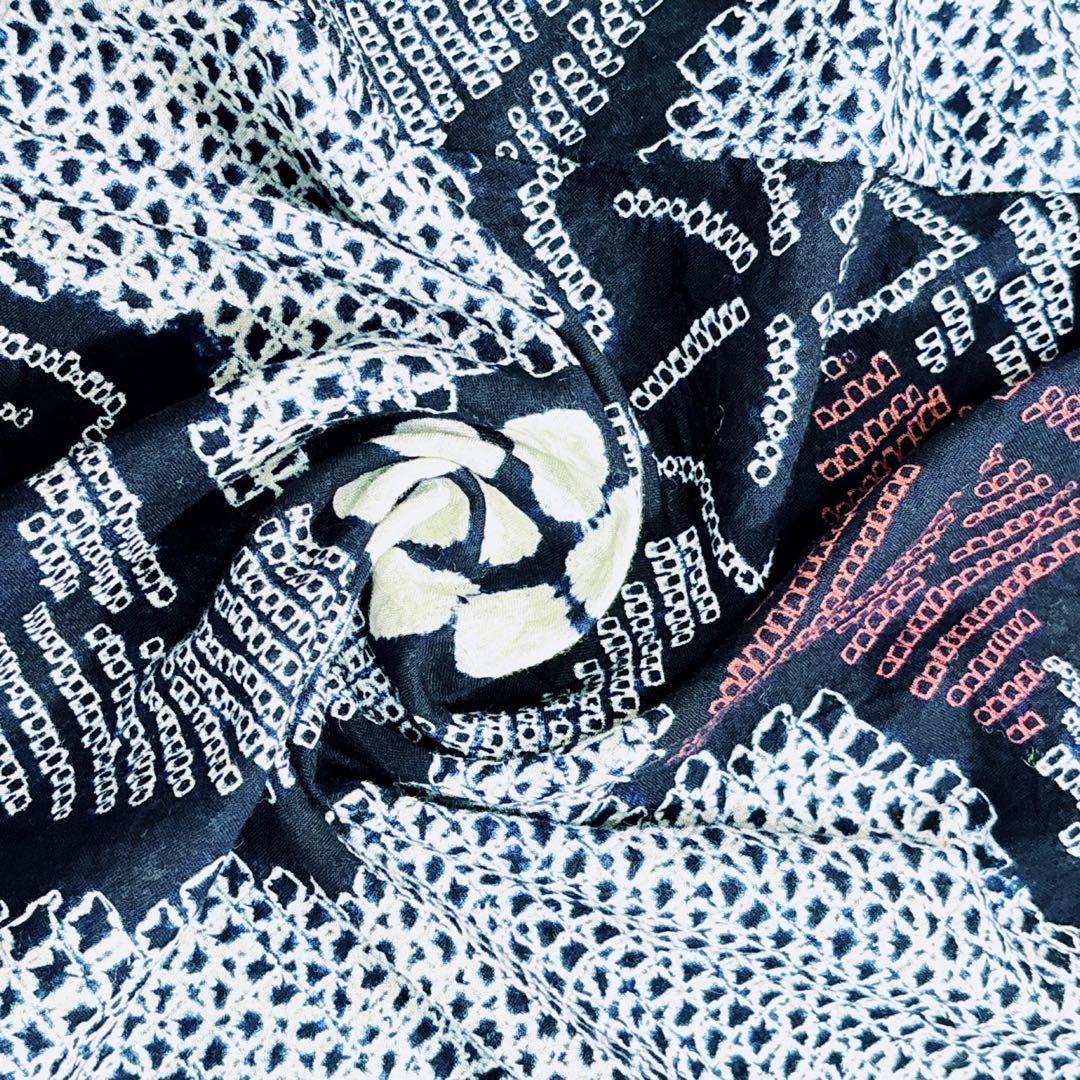 A98夏着物　洗える　有松鳴海絞り 高級浴衣 花 綿　祭り　花火会