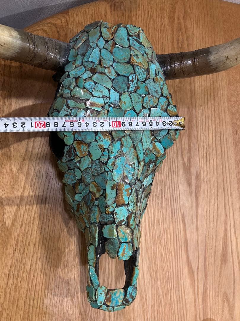 ネイティブアメリカターコイズ装飾牛の頭部オブジェ❣️ショートタイムセール