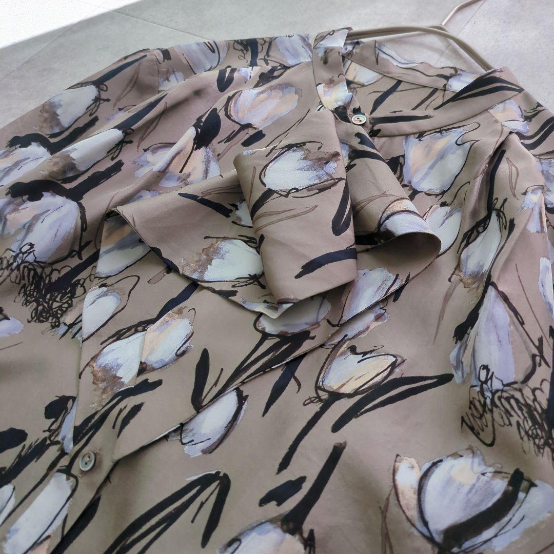 美品✨ トゥモローランドコレクション シルク100% ブラウス ボウタイ 花柄