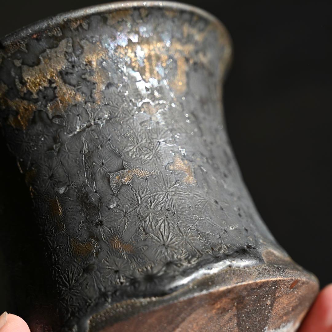 【連休最終価格】姫野翔太 作家鉢 銀彩菊模様 Cylinder