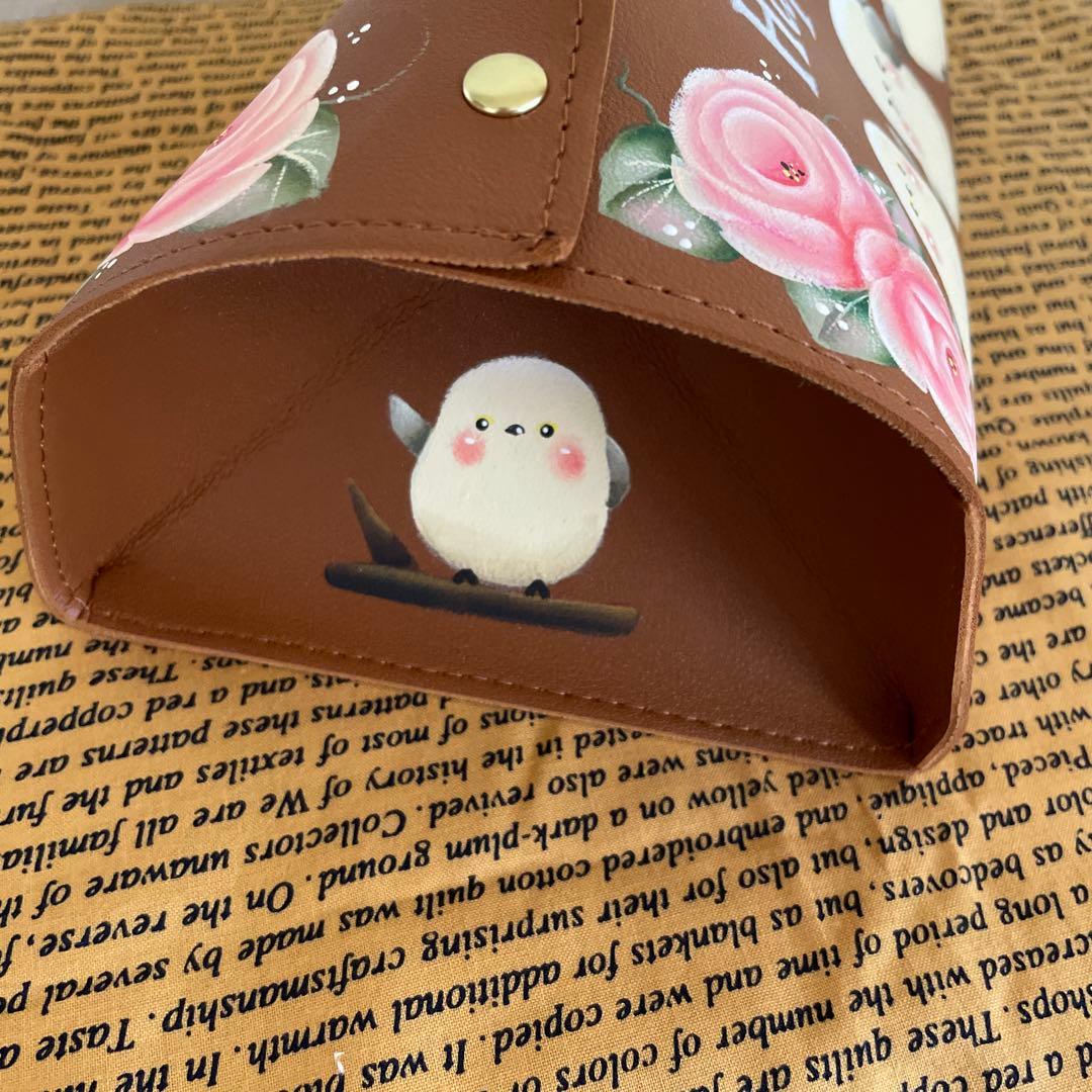 バンブーコースタートレイ。 トールペイント 。薔薇。