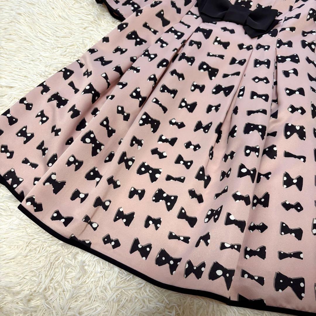 【美品】リボン付き　エムズグレイシー　ワンピース　フレア ピンク　20年 38