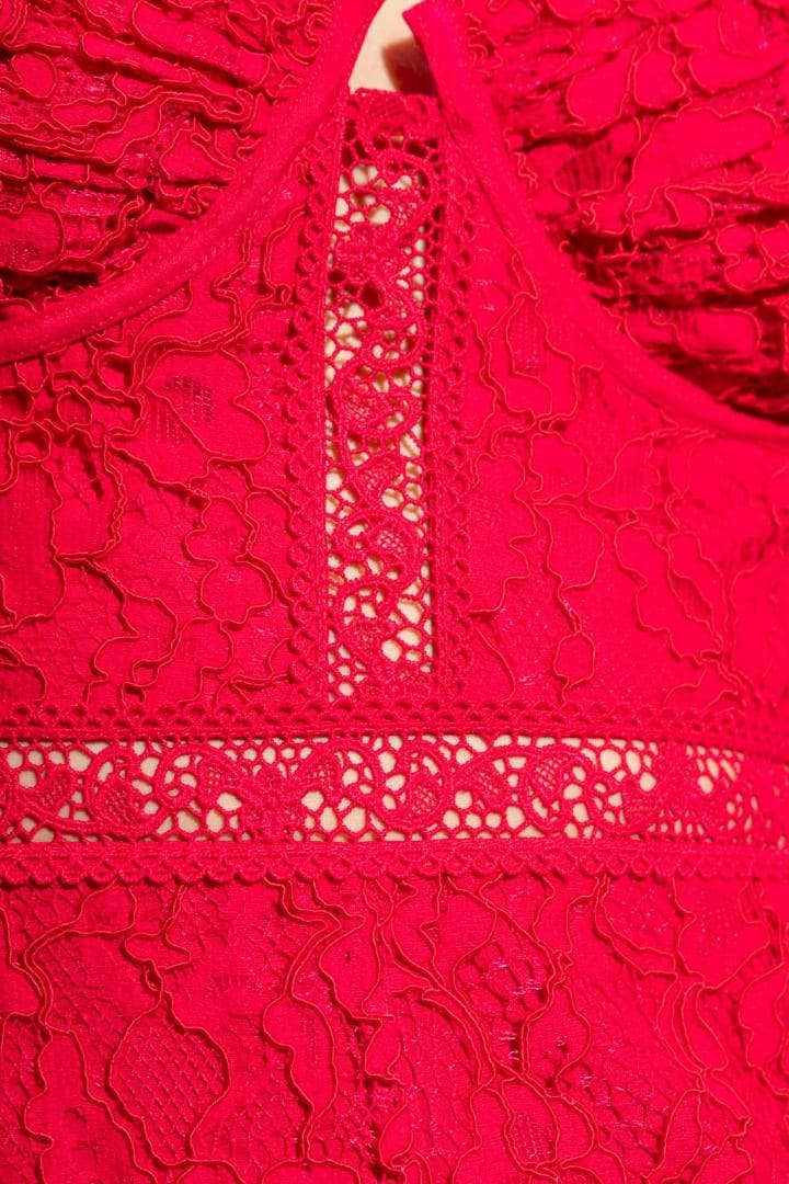 セルフポートレイト ワンピース レース 赤 UK8 未使用 Crepe