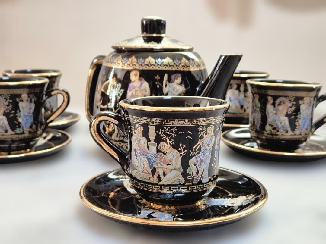 24K使用、ギリシャのハンドメイドティーポットとカップセット