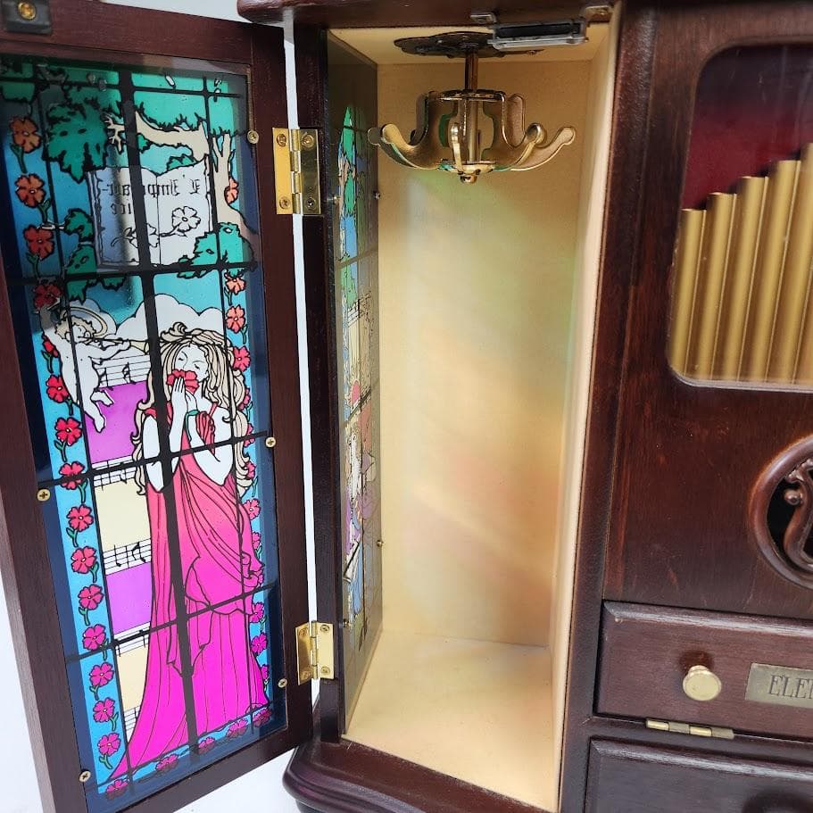 ELEMICA ジュエリーボックス オルゴール付き 木製 昭和レトロ
