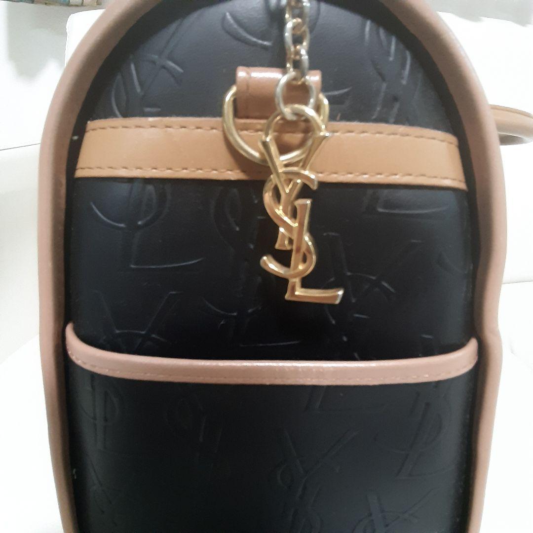 YSL エンボス加工 ハンドバッグ　イヴ・サンローラン　ミニボストン総柄　レザー